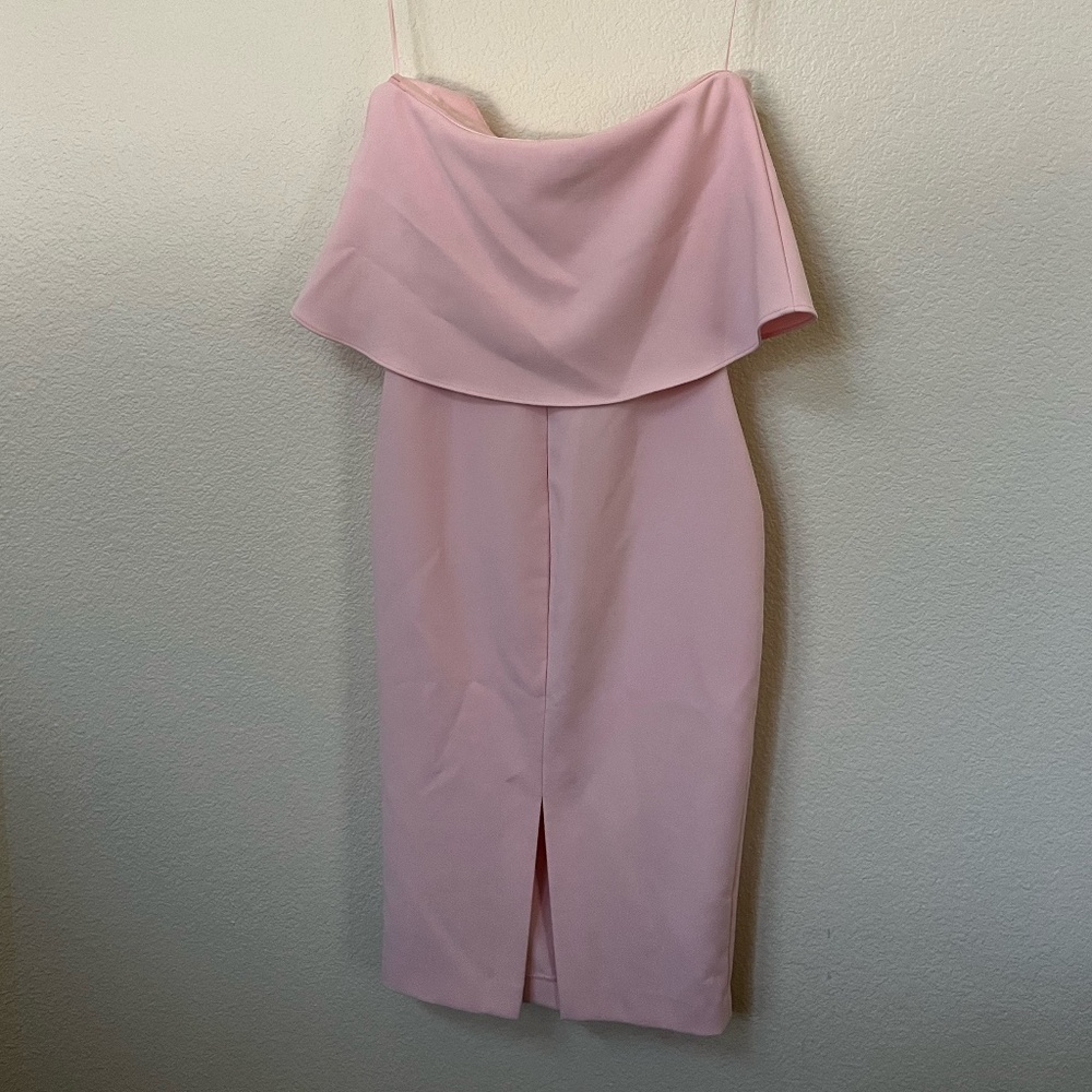 LIKELY | Driggs Strapless Wedding Date Night Midi Dress in Rose Shadow | Size 0 - Picture 5 of 10